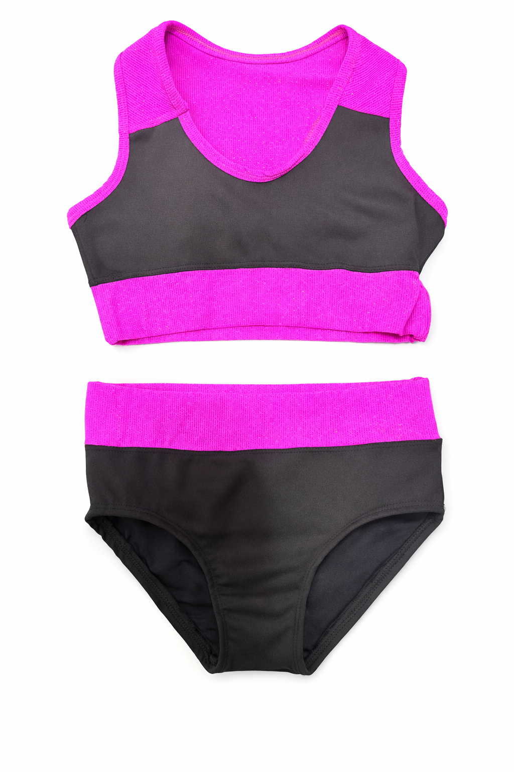 Roupa de Treino Sunkine para Ginástica Artística – Conjunto Top + Calcinha Infantil + Brinde 2 Scrunchies