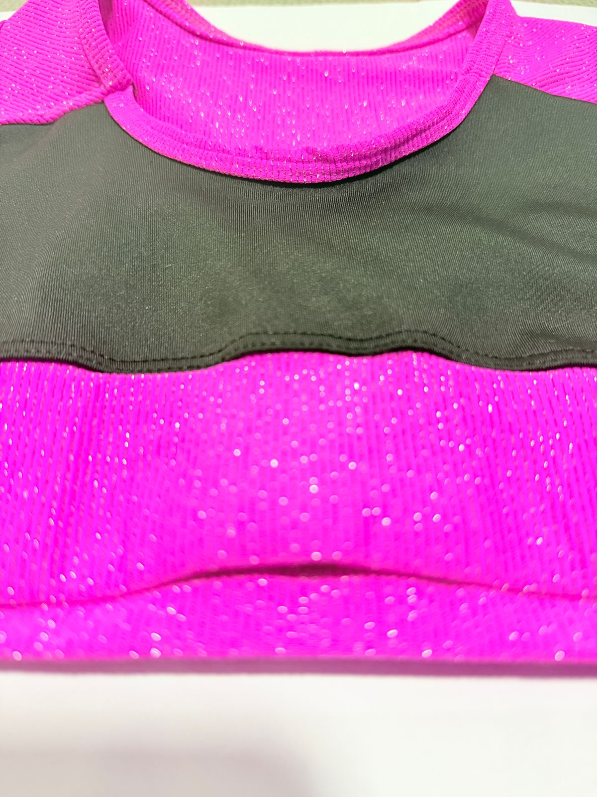 Roupa de Treino Sunkine para Ginástica Artística – Conjunto Top + Calcinha Infantil + Brinde 2 Scrunchies